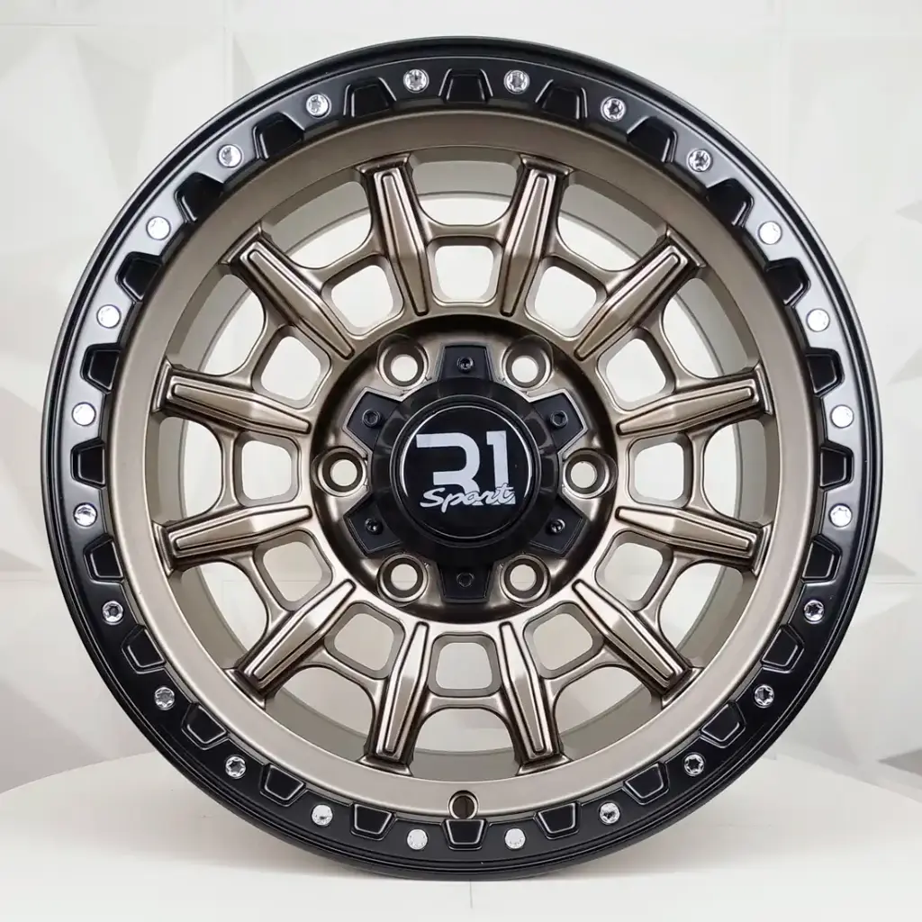 RIN 16X8 6-139.7 R1 SPORT RGW60548 MATT BRONZE+BLACK LIP+CHROME RIVETS* ET0 CB110