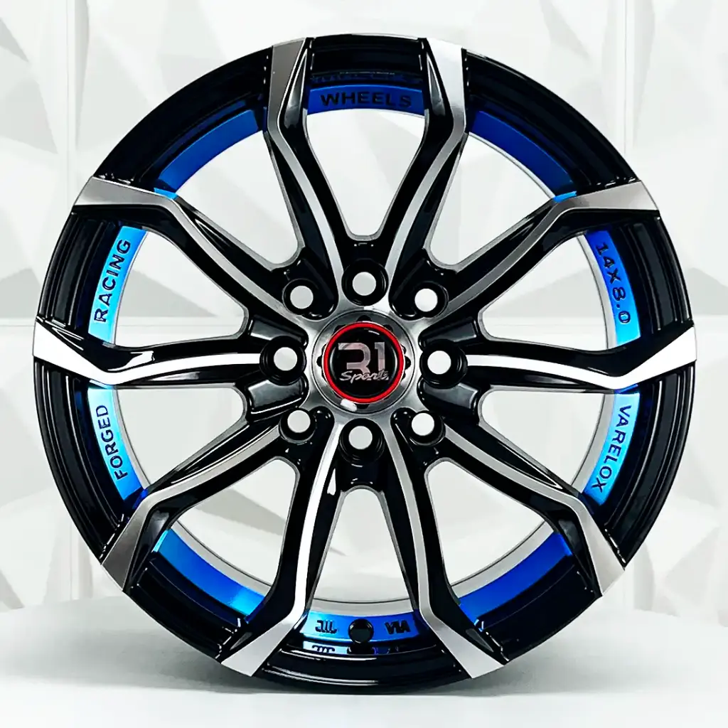 RIN 14X8 4-100/114.3 R1 SPORT 363 BLACK MACHINE FACE BLUE UNDERCUT* ET0 CB73.1