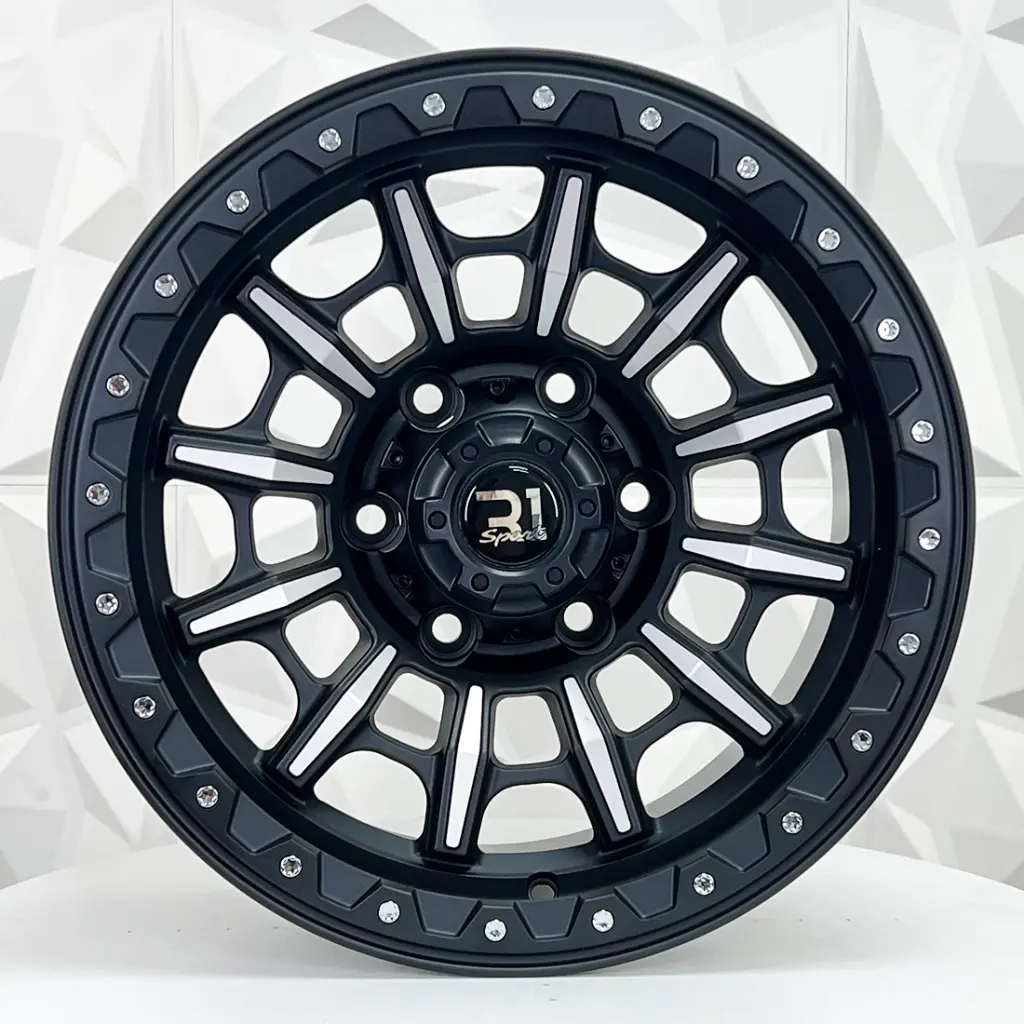RIN 16X8 6-139.7 R1 SPORT QC1743 MATT BLACK MACHINED+CHROME RIVETS ET0 CB110