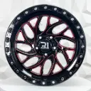 RIN 18X9 5-127 R1 SPORT QC1820 BLACK +MILLING RED+CHROME RIVETS ET0 CB83.1