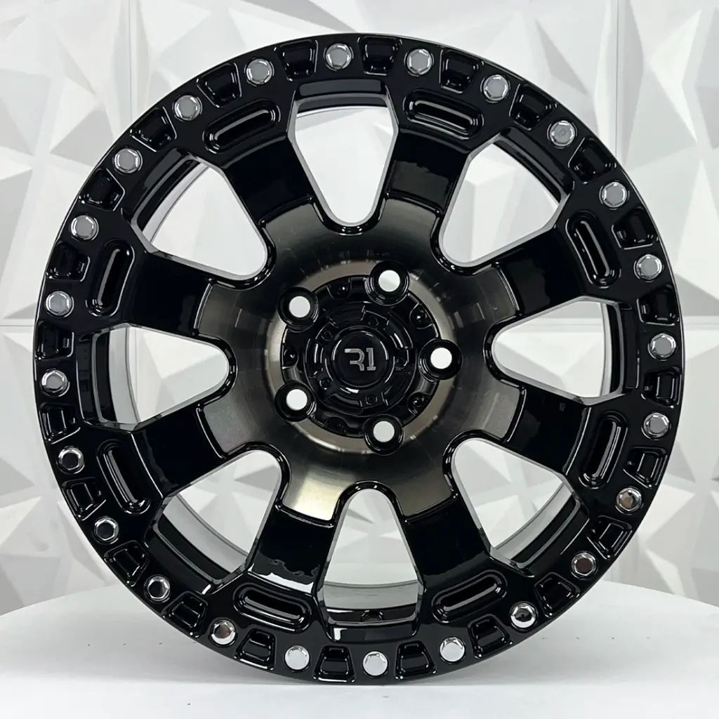 RIN 15X8 5-114.3 R1 SPORT QC829 BLACK MACHINED FACE+BRONZE+RIVETS* ET-15 CB84