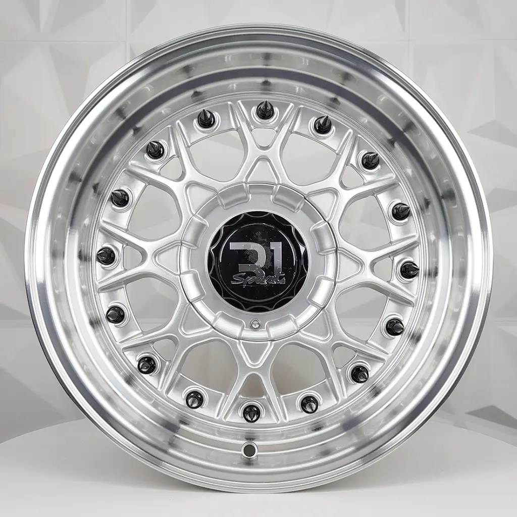RIN 15X8 4-100/114.3 R1 SPORT QC1286 BB SILVER MACHINE LIP+RIVETS* ET20 CB73.1