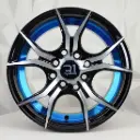 RIN 13X6 4-100/114.3 R1 SPORT QC5107 BLACK MACHINED FACE+UNDERCUT BLUE ET30 CB73.1