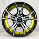 RIN 13X6 4-100/114.3 R1 SPORT QC5107 BLACK MACHINED FACE+UNDERCUT GOLD ET30 CB73.1