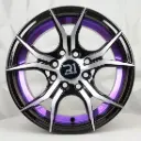 RIN 13X6 4-100/114.3 R1 SPORT QC5107 BLACK MACHINED FACE+UNDERCUT PURPLE ET30 CB73.1