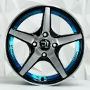 RIN 13X5.5 4-100/114.3 R1 SPORT QC5203 BLACK MACHINED FACE+UNDERCUT BLUE ET30 CB73.1