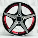 RIN 13X5.5 4-100/114.3 R1 SPORT QC5203 BLACK MACHINED FACE+UNDERCUT RED ET30 CB73.1