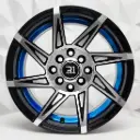RIN 13X6 4-100/114.3 R1 SPORT QC2057 BLACK MACHINE FACE+UNDERCUT BLUE ET20 CB73.1