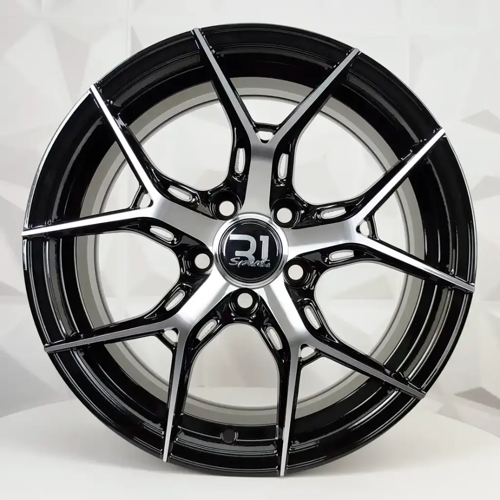 RIN 15X7 4-100 R1 SPORT DX377 BLACK MACHINE FACE ET35 CB73.1