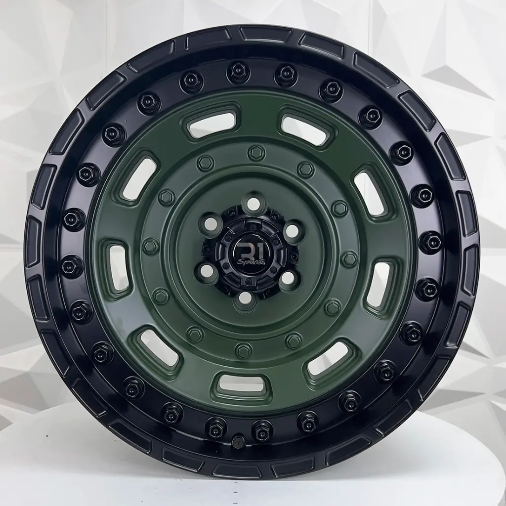 RIN 17X8.5 6-114.3 R1 SPORT FBX403 MATTE OLIVE GREEN+MATTE BLACK LIP ET0 CB66.1