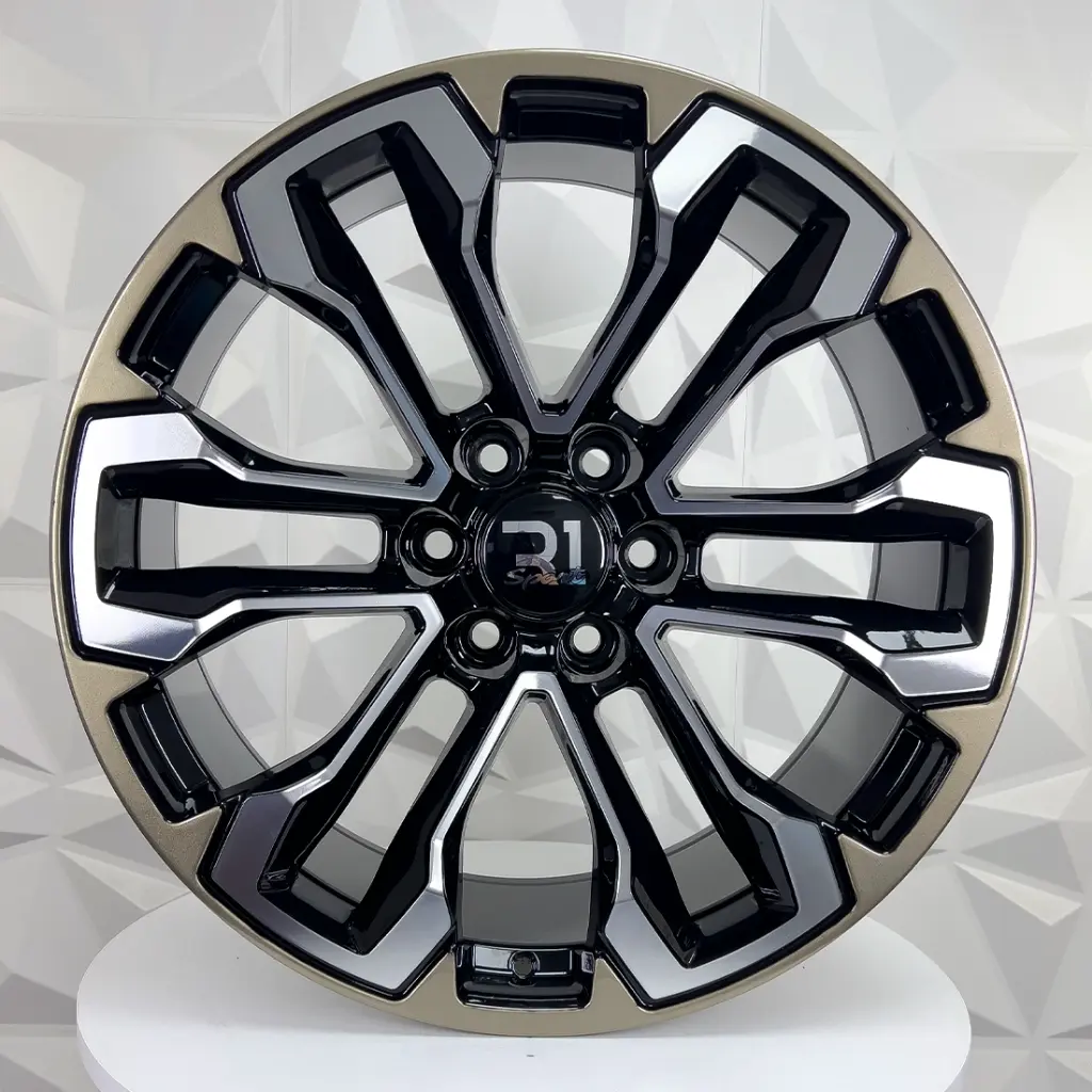 RIN 22X9 6-139.7 R1 SPORT 7047 BLACK MACHINE FACE + BRONCE LIP ET31 CB78.1
