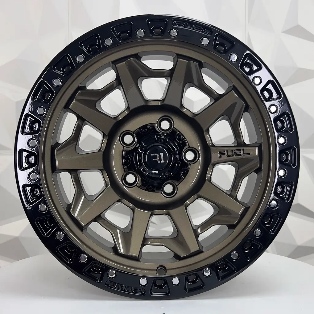 RIN 15X8 5-114.3 R1 SPORT QC1261 FL BRONZE+BLACK LIP+RIVETS* ET0 CB83
