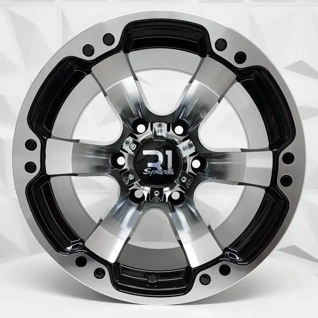 RIN 15X10 6-139.7 R1 SPORT X067 BLACK MACHINE FACE+BLACK RIVET ET-44 CB110.1