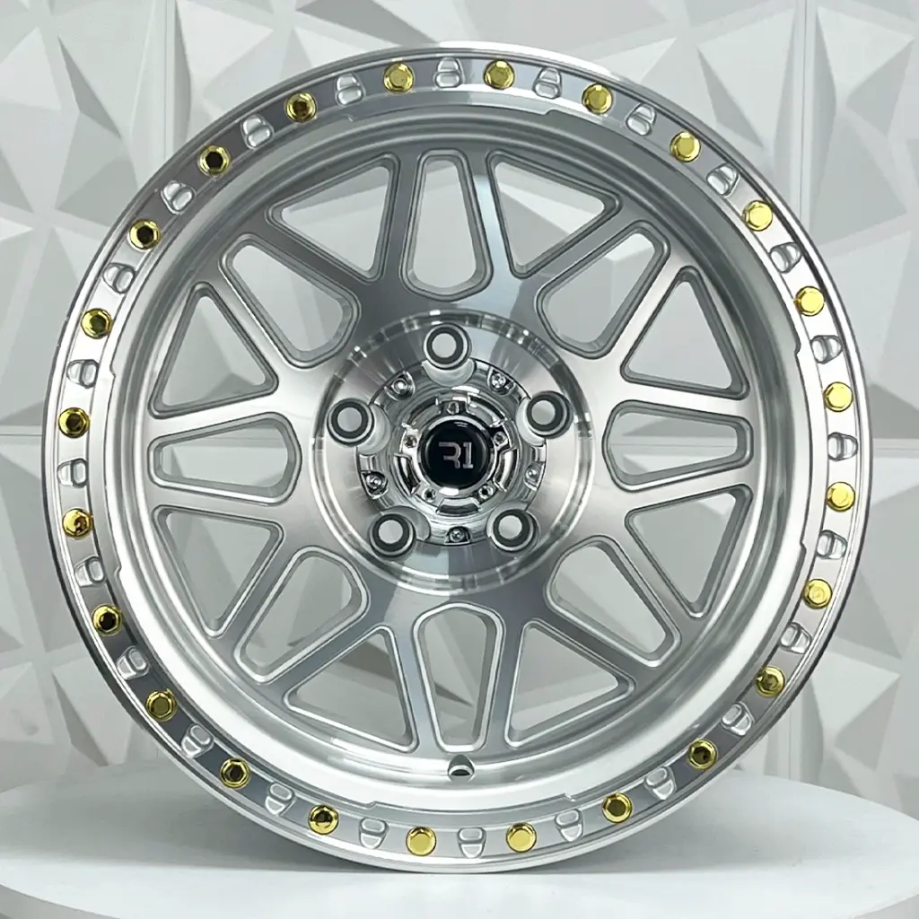 RIN 17X9 5-127 R1 SPORT QC1668 SILVER MF+LIP GOLD RIVETS ET-15 CB83