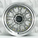 RIN 15X7.5 4-100/114.3 R1 SPORT 8001 GUNMETAL MACHINE LIP GOLD RIVETS ET18 CB73.