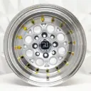 RIN 13X8 4-100/114.3 R1 SPORT 767 SILVER MACHINE LIP GOLD RIVETS ET-10 CB73.1