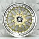 RIN 17X8 4-100/114.3 R1 SPORT 646 LIGHT GOLD MACHINE LIP CHROME RIVETS ET30 CB73