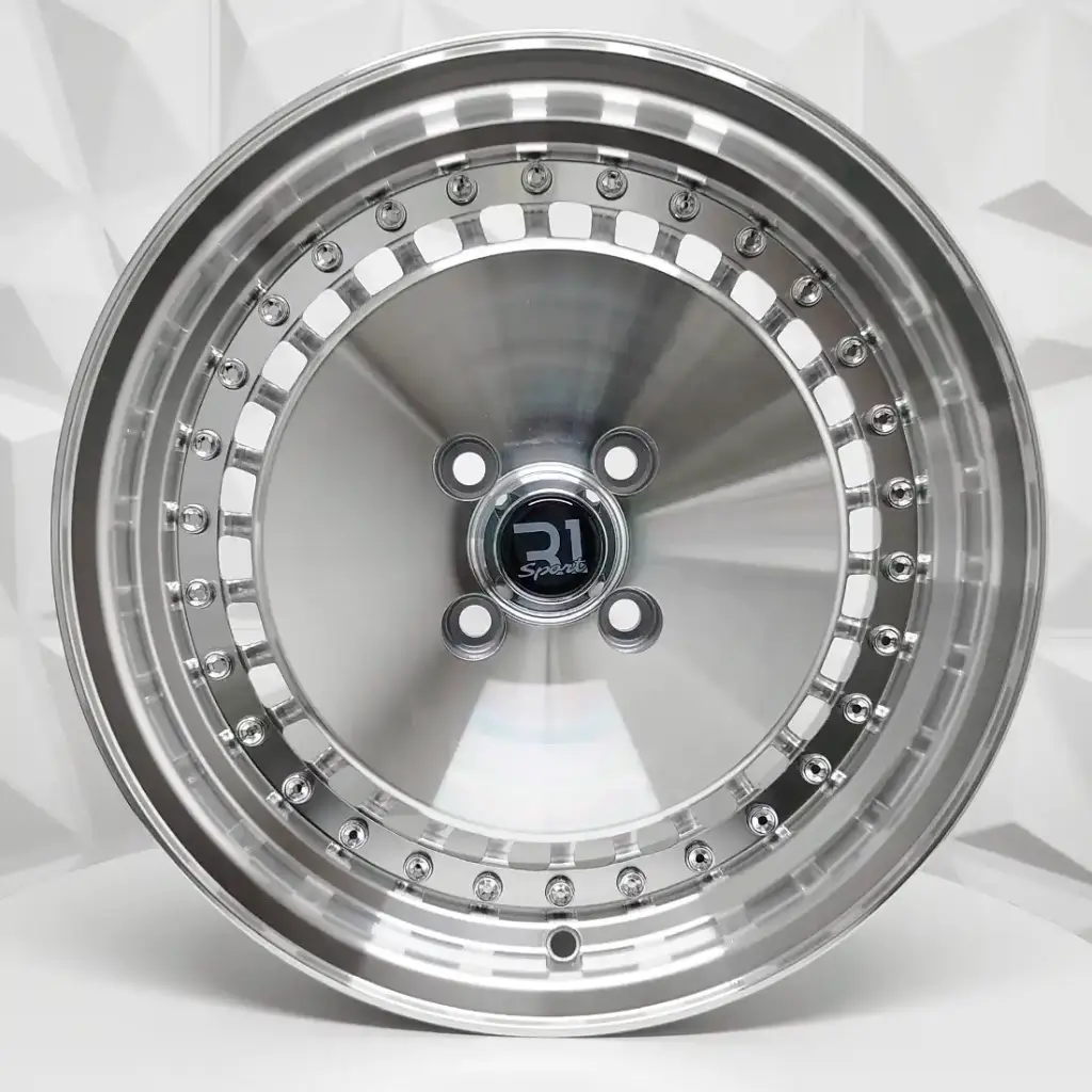 RIN 15X7 4-100 R1 SPORT WW949 SILVER MF MI+CHROME RIVETS ET25 CB73.1