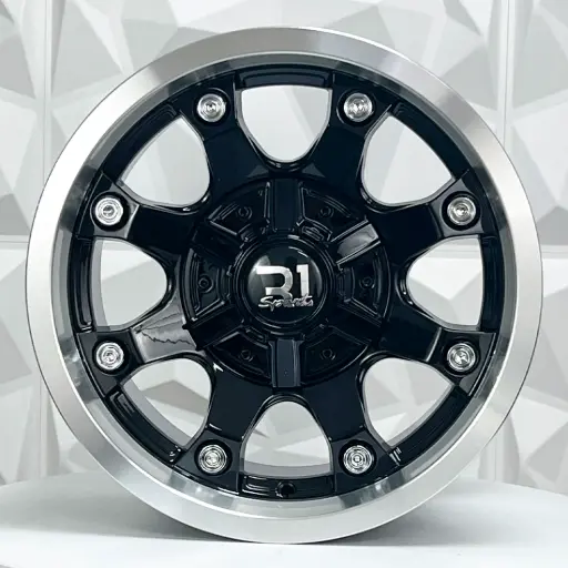 [154741] RIN 15X8 5-114.3 R1 SPORT QC838 BLACK MACHINE LIP CHROME RIVETS ET0 CB83
