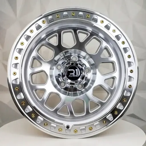 [171572] RIN 17X9 5-127 R1 SPORT DX130 SILVER MACHINE FACE MACHINE LIP GOLD RIVETS ET0 CB83 