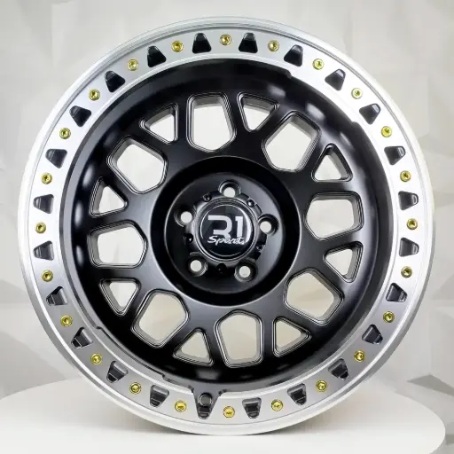 [171574] RIN 17X9 5-127 R1 SPORT DX130 MATE BLACK MACHINE LIP GOLD RIVETS ET0 CB83 