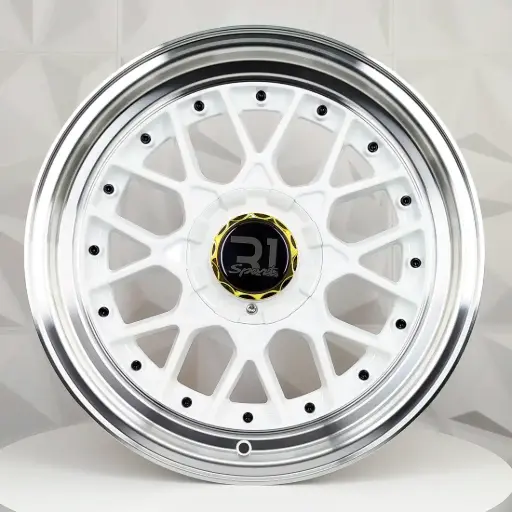 [172214F] RIN 17X7.5 4-100/114.3 R1 SPORT L1880 WHITE MACHINE LIP BLACK RIVETS ET10 CB73.1