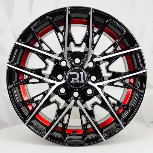 [143509] RIN 14X6 4-100/114.3 R1 SPORT 1322 BLACK MACHINE RED UNDERCUT* ET35 CB73.1