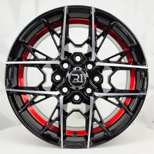 [143510] RIN 14X6 4-100/114.3 R1 SPORT 1321 BLACK MACHINE RED UNDERCUT* ET35 CB73.1