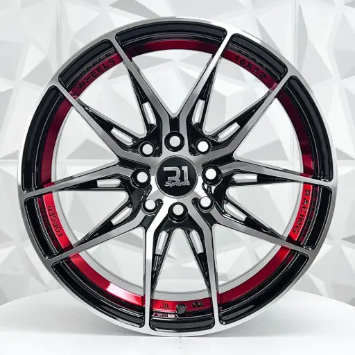 [168569] RIN 16X7 4-100/114.3 R1 SPORT RGW8809 BLACK MACHINE FACE + RED UNDER CUT ET38 CB73.1