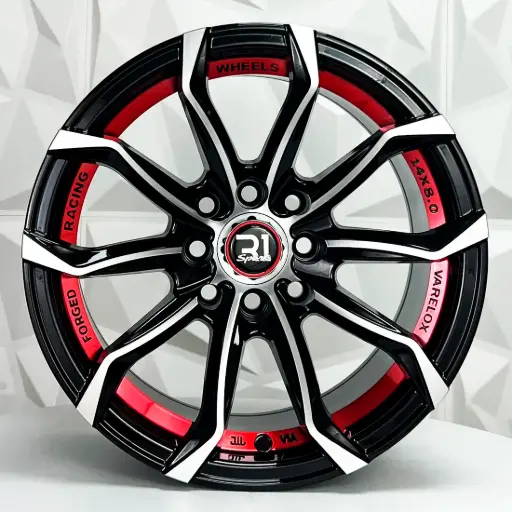[146584] RIN 14X8 4-100/114.3 R1 SPORT 363 BLACK MACHINE FACE RED UNDERCUT* ET0 CB73.1