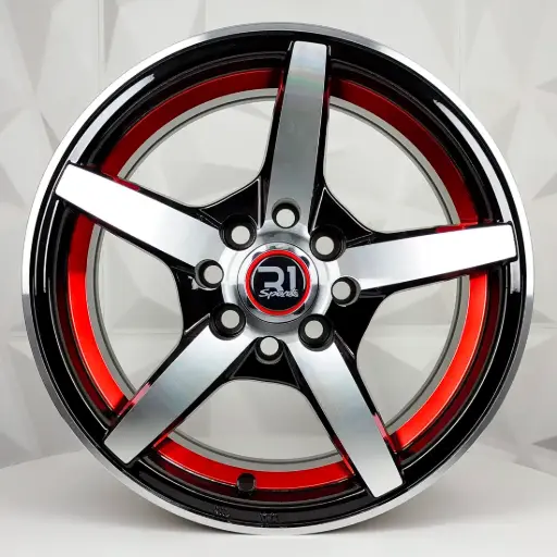 [146518] RIN 14X6 4-100/108 R1 SPORT 359 BLACK MACHINE AND RED UNDER CUT ET25 CB73.1