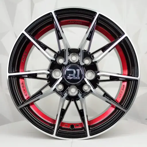 [148594] RIN 14X5.5 4-100/114.3 R1 SPORT RGW06 MACHINE BLACK UNDERCUT+RED ET38 CB73.1