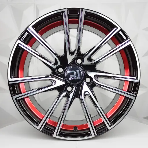 [158620] RIN 15X7 4-100 R1 SPORT RGW4502 BLACK MACHINE FACE + RED UNDERCUT  ET35 CB73.1