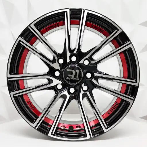 [158622] RIN 15X8 4-100/114.3 R1 SPORT RGW452 MACHINE BLACK+UNDERCUT RED ET15 CB73.1