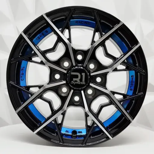 [148605] RIN 14X5.5 4-100/114.3 R1 SPORT RGW03 BLACK MACHINE FACE+BLUE UNDERCUT ET38 CB73.1