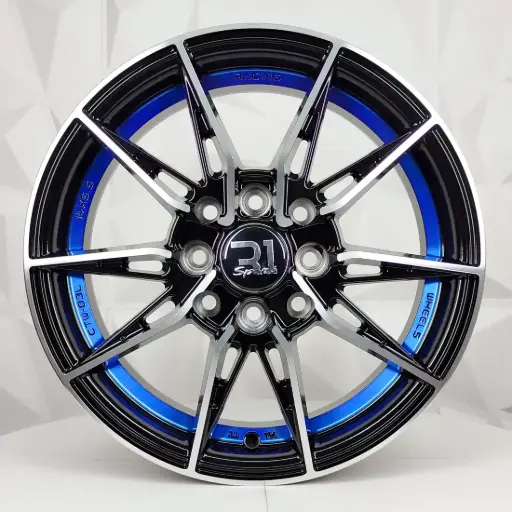 [148606] RIN 14X5.5 4-100/114.3 R1 SPORT RGW06 MACHINE BLACK+BLUE UNDERCUT ET38 CB73.1