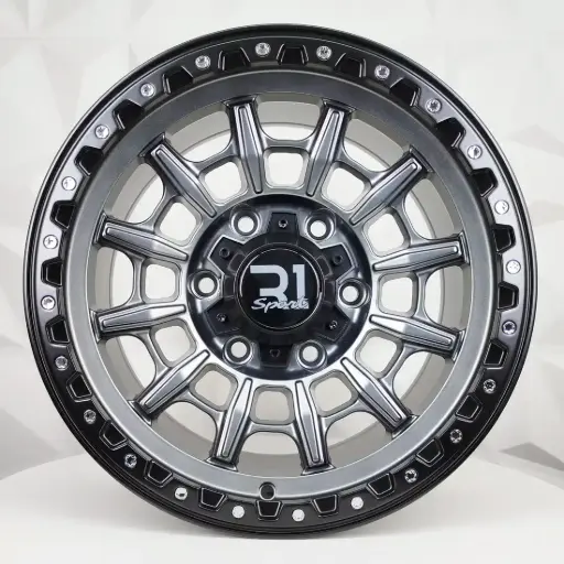 [158632] RIN 15X8 6-139.7 R1 SPORT RGW50548 MATTE GREY
 + BLACK LIP+CHROME RIVETS ET0 CB108.2