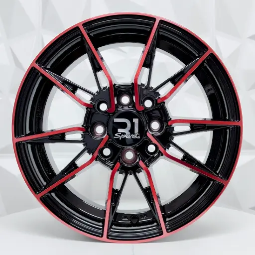 [158635] RIN 15X6.5 4-100/114.3 R1 SPORT RGW06 MACHINE BLACK+RED ET38 CB73.1