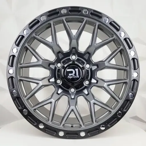 [178669] RIN 17X9 6-139.7 R1 SPORT 527 MATT GREY+BLACK LIP+CHROME RIVETS* ET0 CB110