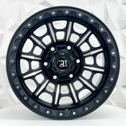 [164606] RIN 16X8 6-139.7 R1 SPORT QC1743 MATT BLACK MACHINED+CHROME RIVETS ET0 CB110