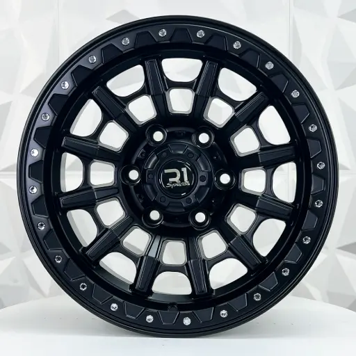 [164607] RIN 16X8 6-139.7 R1 SPORT QC1743 MATT BLACK+CHROME RIVETS ET0 CB110