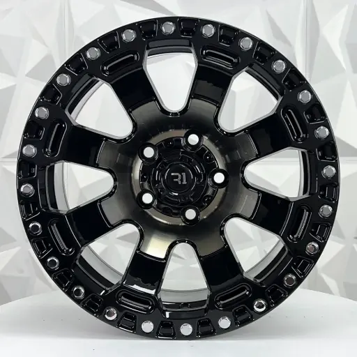 [154933] RIN 15X8 5-114.3 R1 SPORT QC829 BLACK MACHINED FACE+BRONZE+RIVETS* ET-15 CB84