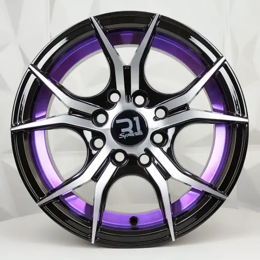 [134582] RIN 13X6 4-100/114.3 R1 SPORT QC5107 BLACK MACHINED FACE+UNDERCUT PURPLE ET30 CB73.1