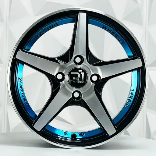 [134584] RIN 13X5.5 4-100/114.3 R1 SPORT QC5203 BLACK MACHINED FACE+UNDERCUT BLUE ET30 CB73.1