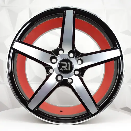 [154936] RIN 15X7 4-100/114.3 R1 SPORT QC5154 BLACK MACHINED FACE+INNER RED ET35 CB73.1
