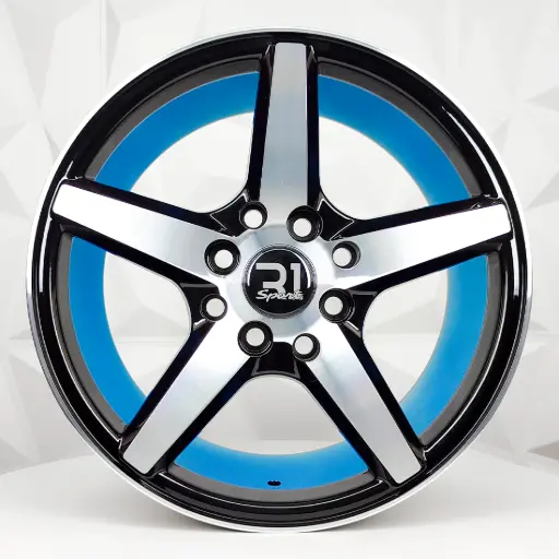 [144607] RIN 14X6 4-100/114.3 R1 SPORT QC5154 BLACK MACHINED FACE+INNER BLUE ET30 CB73.1