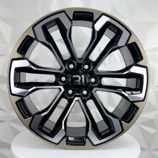 [229346] RIN 22X9 6-139.7 R1 SPORT 7047 BLACK MACHINE FACE + BRONCE LIP ET31 CB78.1