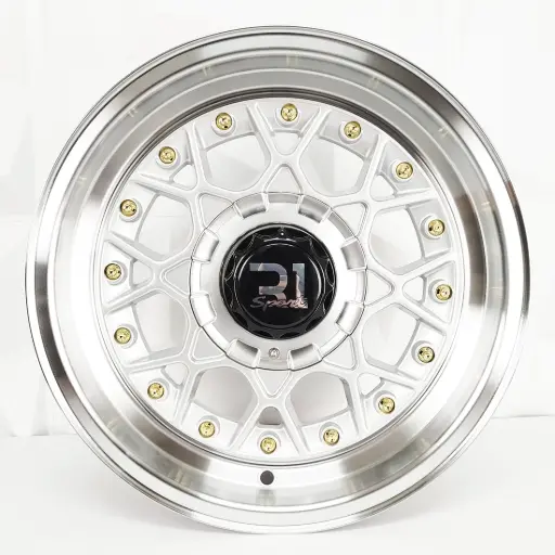 [140136] RIN 14X6.5 4-100/114.3 R1 SPORT T1022 SILVER MACHINE LIP GOLD RIVETS ET0 CB73.1