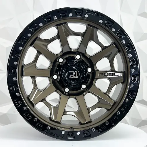 [174779] RIN 17X9 6-139.7 R1 SPORT QC1261 BRONZE+BLACK LIP+CHROME RIVETS* ET0 CB106.1