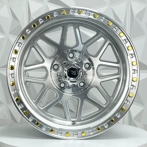 [174786] RIN 17X9 5-127 R1 SPORT QC1668 SILVER MF+LIP GOLD RIVETS ET-15 CB83